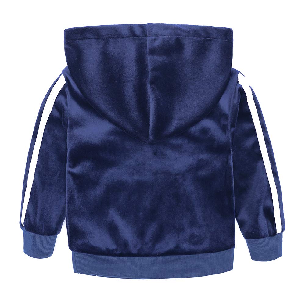 Boys Girls 2Pcs Velvet Hooded Tracksuit Toddler Kids Fleece Hoody Top + Sweatpants Sweatsuit Outfits Set Color 01