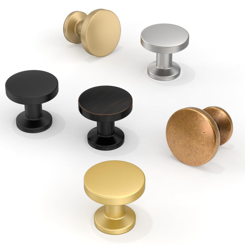10 Pack Brushed Satin Nickel Cabinet Knobs 1-1/5 Inch(30mm) Single Hole Cabinet Pulls Round Kitchen Cabinet Knobs
