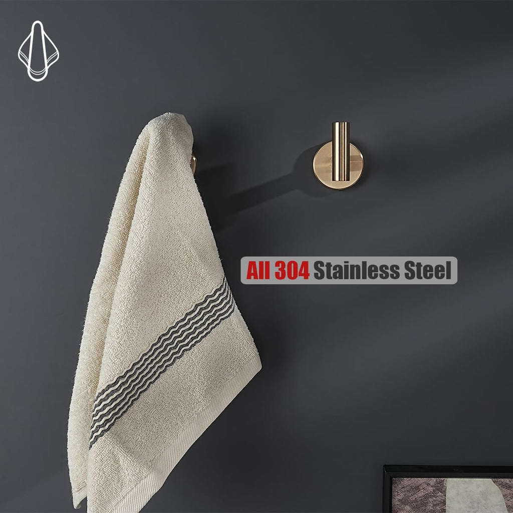 Bathroom Hardware Set, 5-Piece Bath Accessories Set Champagne Bronze Wall Mount Includes 24 in Towel Bar, 9 in HT