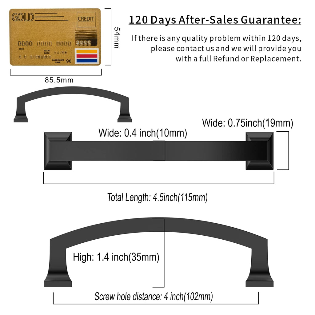 20 Pack Matte Black Cabinet Pulls 4"