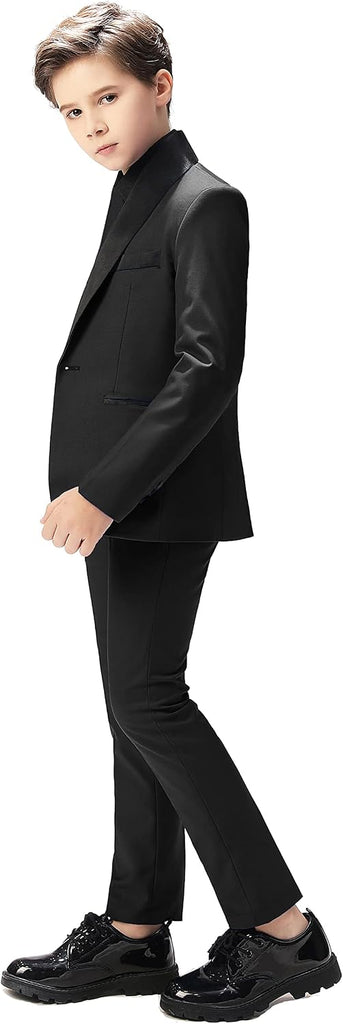 Boys Tuxedo Formal Suits 3 Piece,Shawl Lapel Jacket Vest and Pants