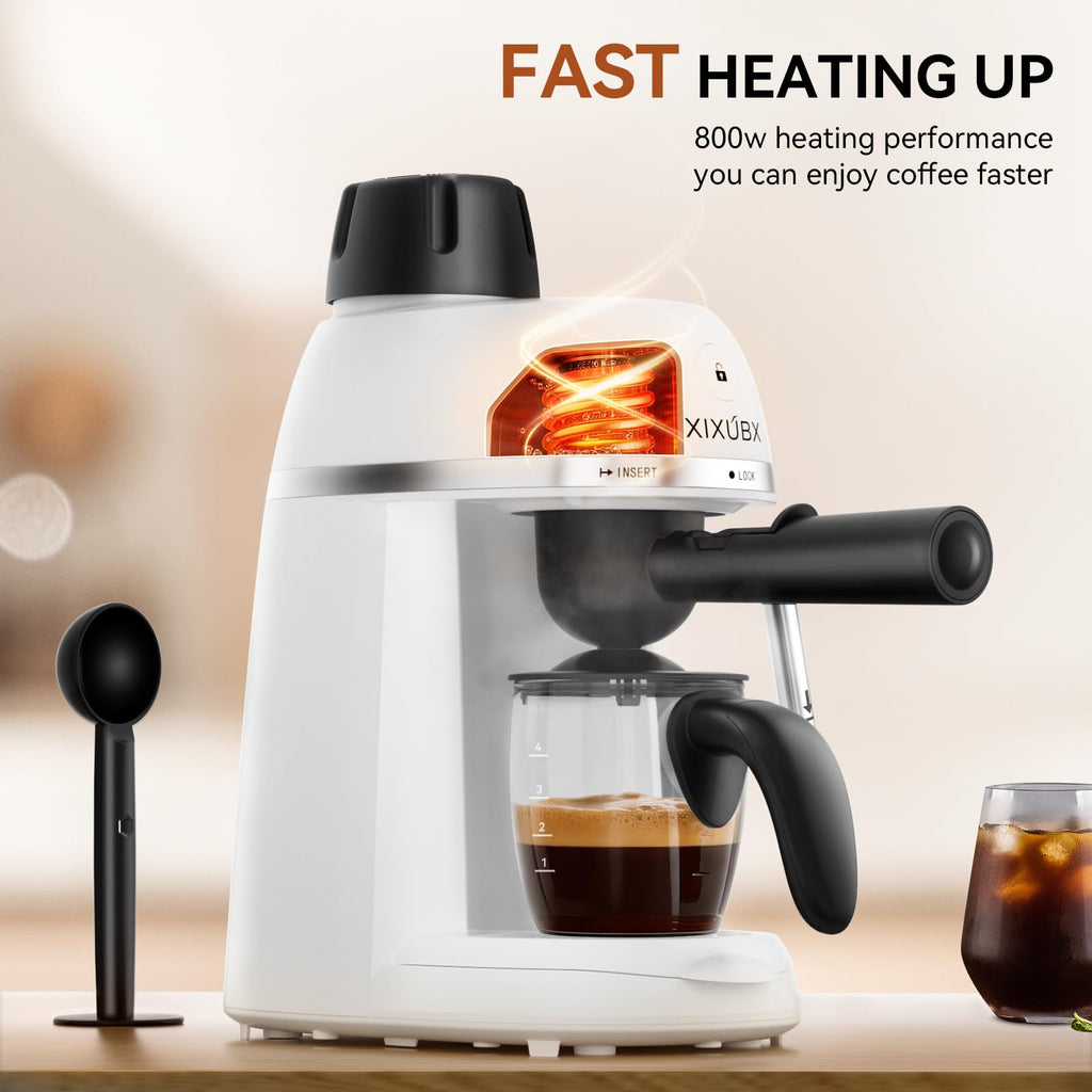 Compact Espresso & Cappuccino Machine, 3.5 Bar with Steam Wand