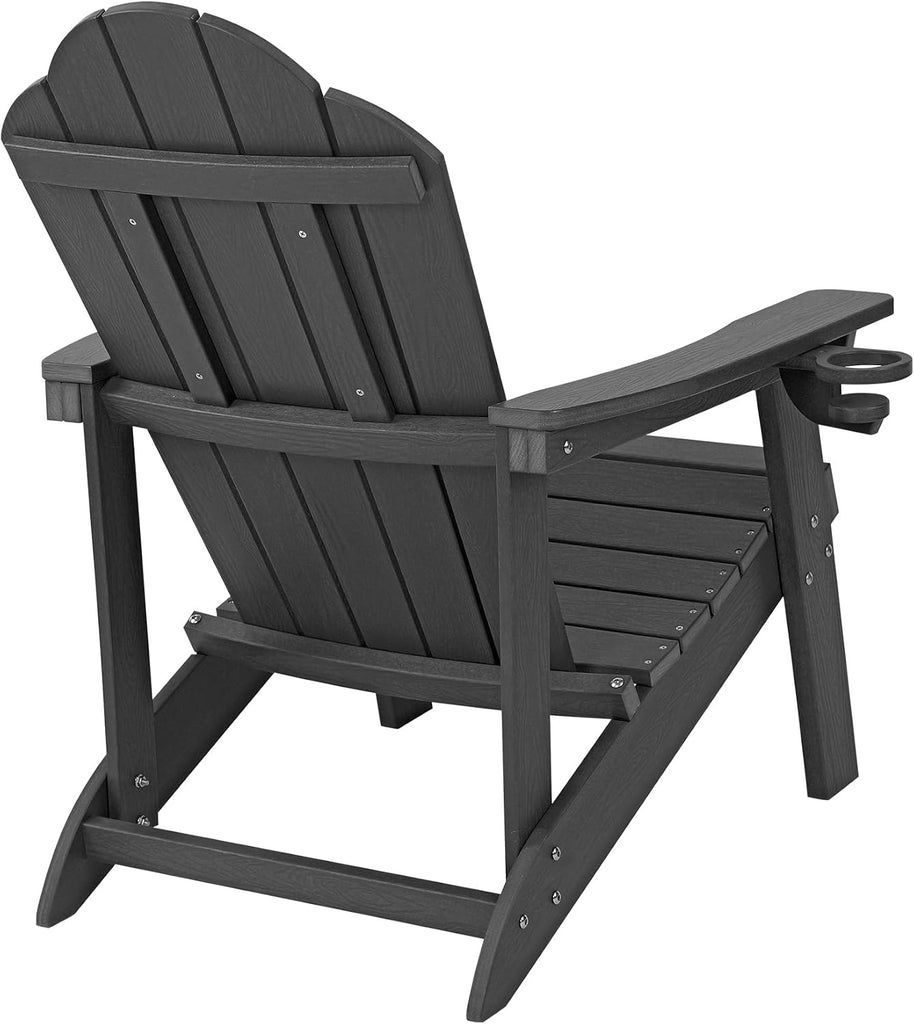 HDPE Adirondack Chairs Set of 2, Black Fire Pit Chairs | All-season weather resistant, ergonomic comfy design