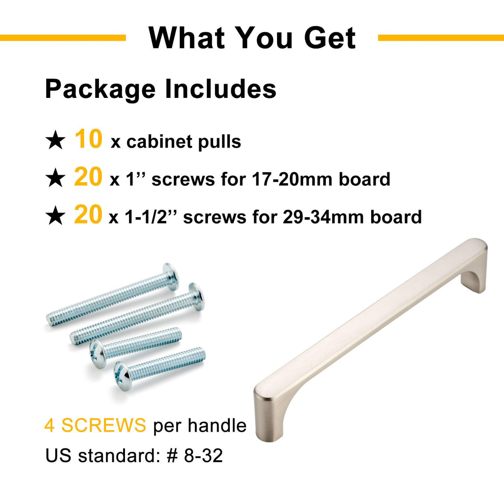 5 Inch Brushed Nickel Cabinet Pulls Kitchen Handles 10 Pack 3126