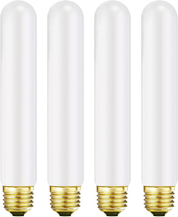 T10 LED Light Bulb 7.3inch E26 Base Matt Opal Porcelain Warm White 2700K Dimmable Edison 6W Led Tubular Bulb,600LM,60