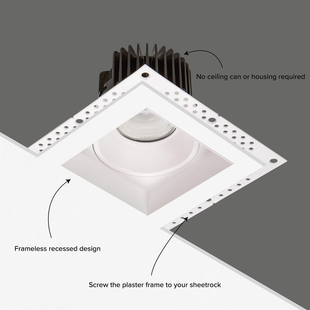 4" White Trimless Anti-Glare LED Square Downlight 1000 Lumens 5CCT