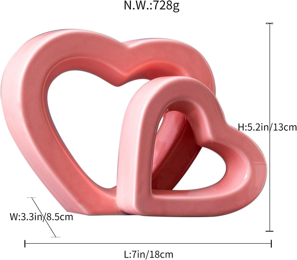 Love decorCeramic Golden Heart Decoration, Valentine's Day, Anniversary, Wedding Gift, Home Decoration (Pink)