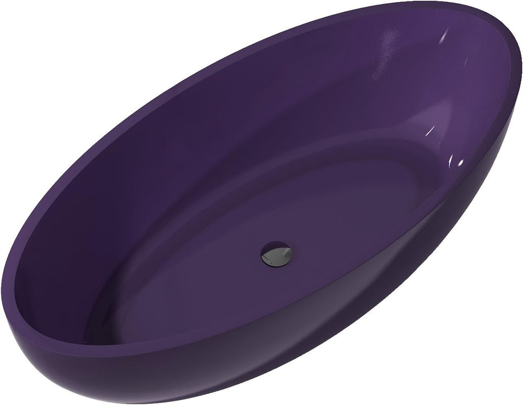 67" Flat Bottom Man Made Stone Freestanding Bathtub - Translucent Evening Violet - Opal Series FT-AZ522-PU