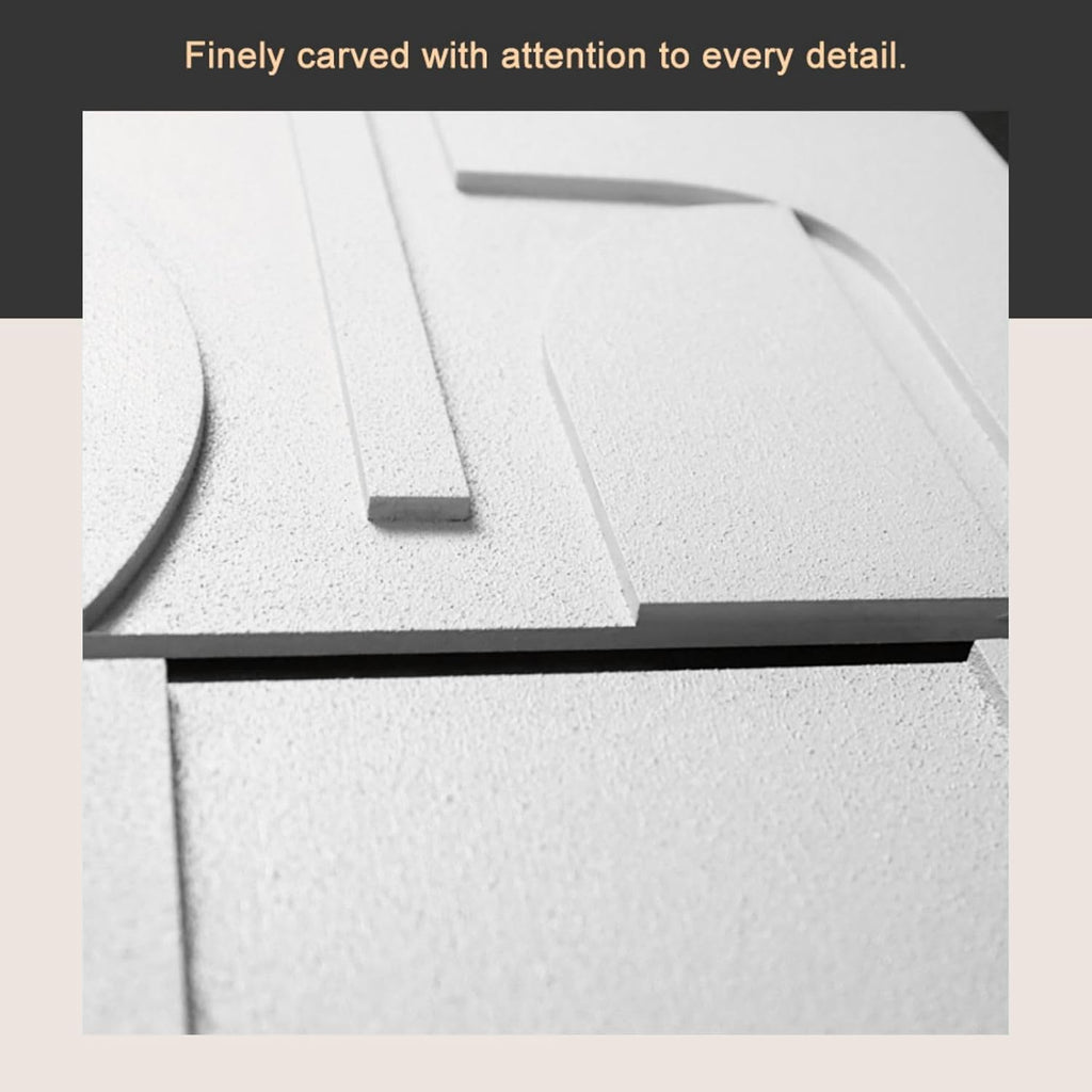 2-Piece White Japandi 3D Abstract Wall Art Set - Modern Minimalist Carved Wall Sculpture (White, 27.6" W x 1.2" D x - Set of 2