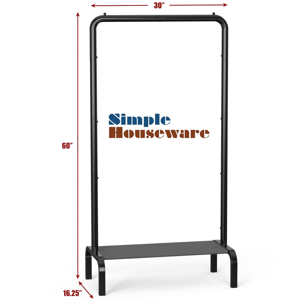 30" W Narrow Freestanding Garment Rack with Shelves, Black