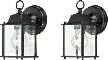 2 Packs Outdoor Wall Lantern, Black Exterior Waterproof Wall Sconce for House, Aluminum Housing Plus Glass