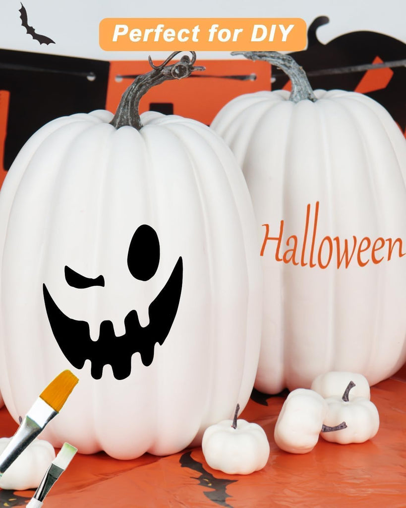 2 Pack 8 Inch Large White Artificial Pumpkins for Fall Decor