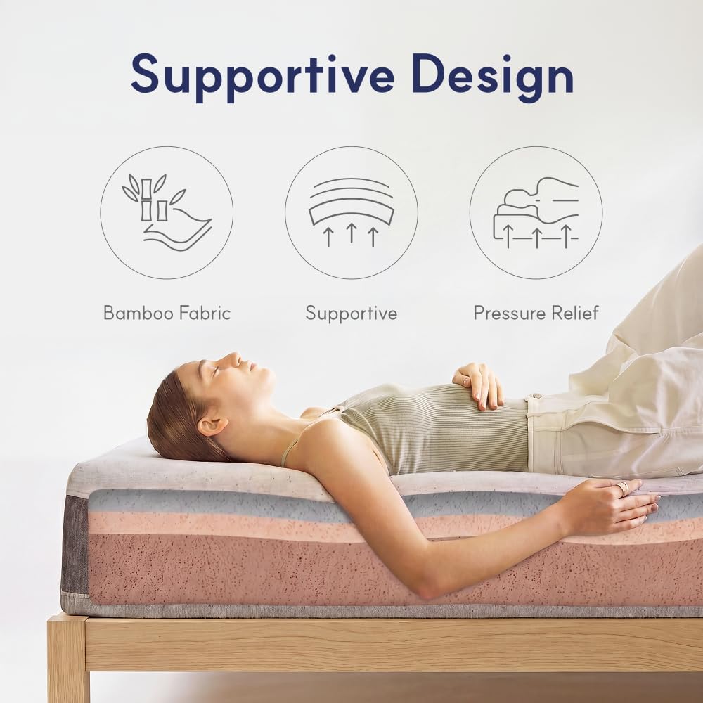 Queen Mattress, 12 Inch Queen Size Mattress, Essential Graphite Cooling Memory Foam Mattress in a Box, Pressure