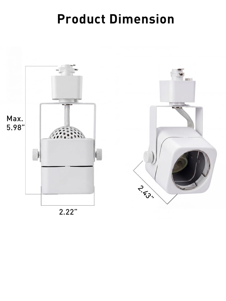 [12 Pack] H Type Track Lighting Heads to Gu10 Base Socket Light Direction Adjustable,Square,White