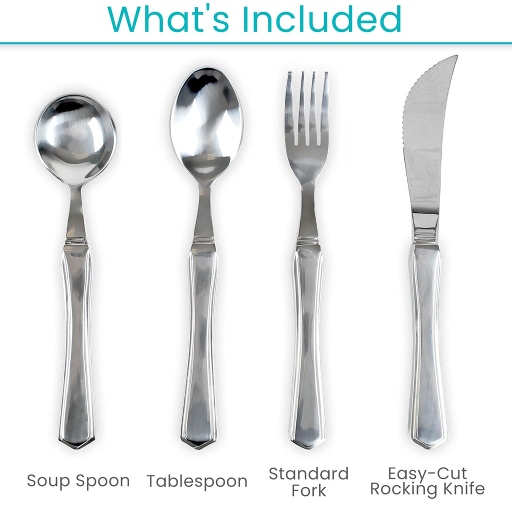 Weighted Utensils (4 Piece) - Parkinson Spoon and Fork Set Plus Knife