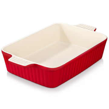 4.4 QT Ceramic Casserole Dishes for Oven, 9x13 Baking Dishes, Red