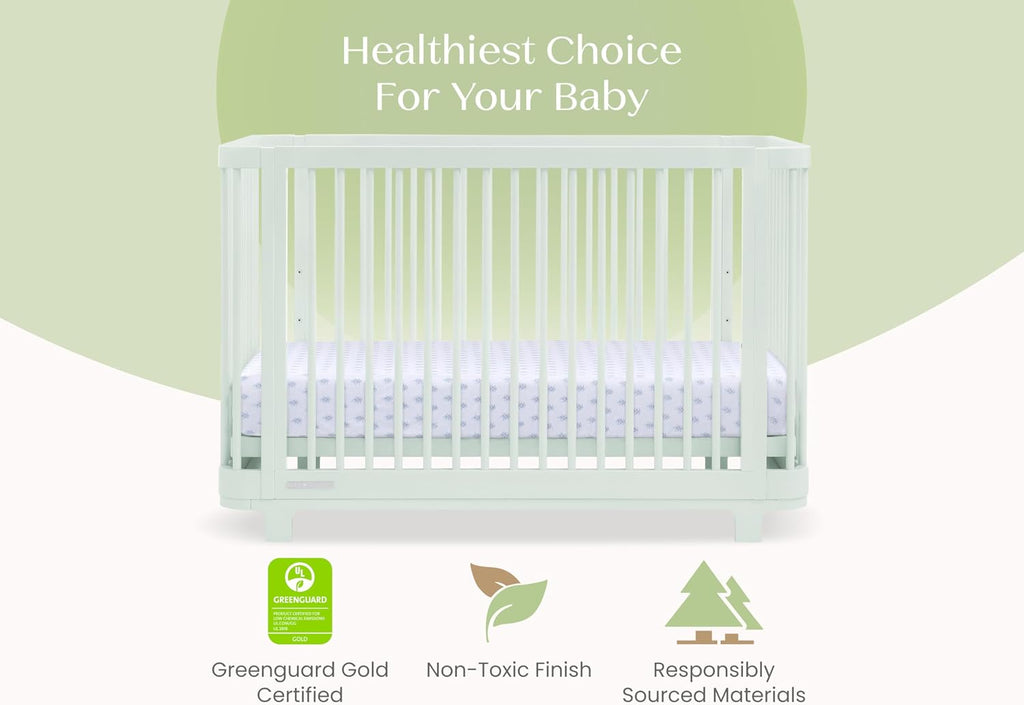 Nest Crib and Dresser Nursery Furniture - 4-in-1 Convertible Crib | Forever 6 Drawer Dresser with Changing Top |