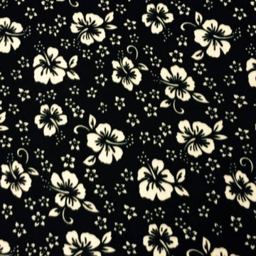 Textiles 15 Yards Bolt Black Hawaiian Floral Print Fleece Fabric
