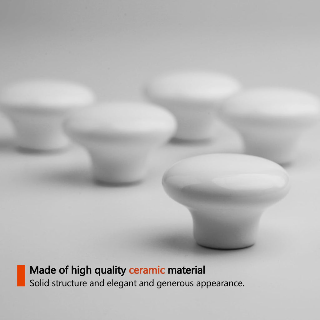 10PCS White Round Ceramic Drawers Knobs and Pulls Dresser Knobs Cabinets
