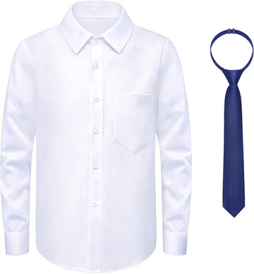 Boys Long Sleeve Dress Shirts with Tie, Regular & Husky
