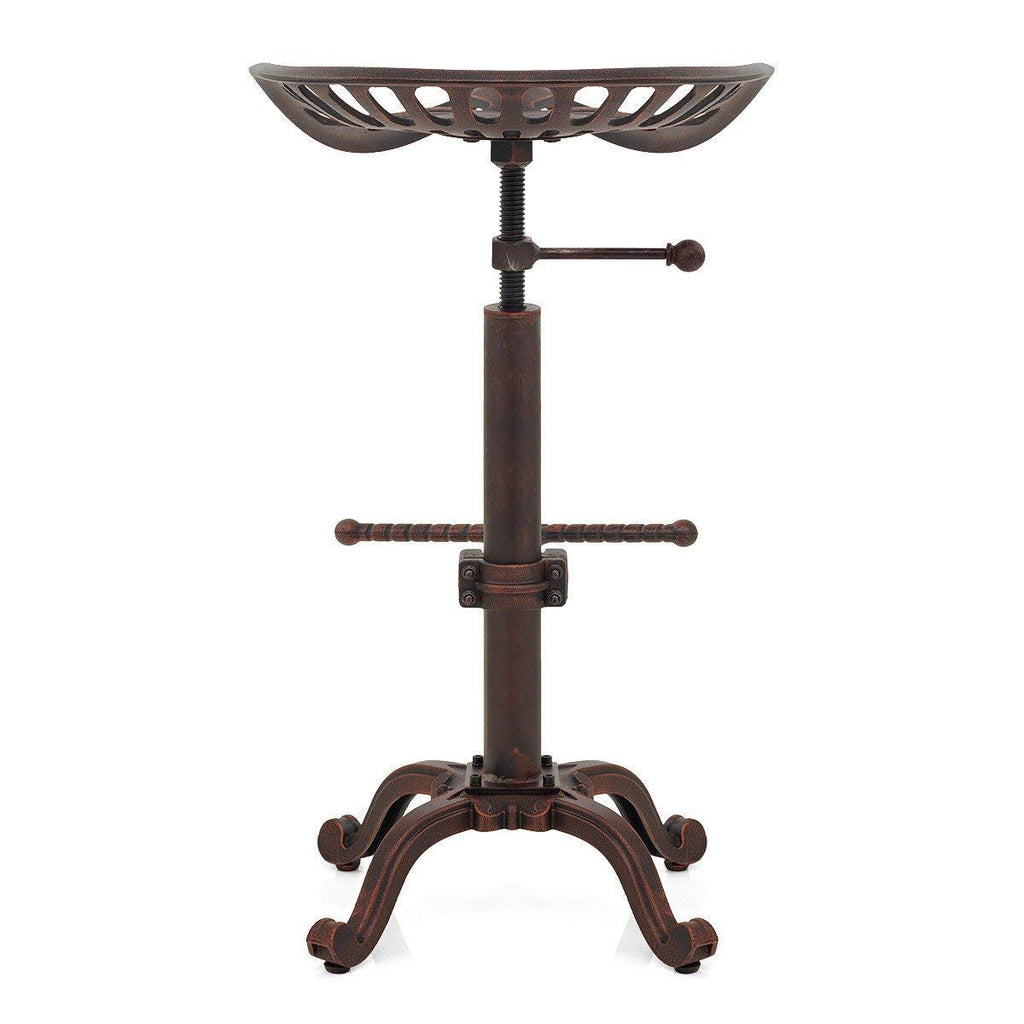 Rustic Industrial Bar Stool - Cast Iron Tractor Stool Adjustable Height Swivel Breakfast Bar Stool (Copper)