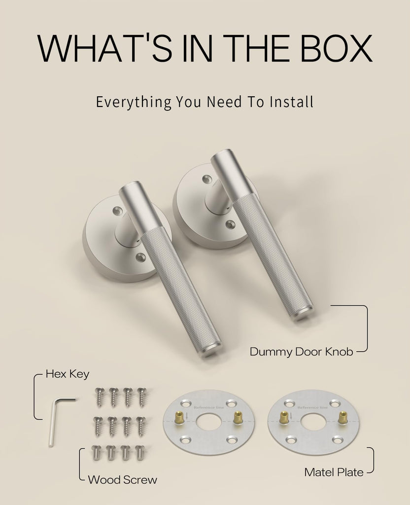 2 Pack Brushed Satin Nickel Dummy Interior Door Handles