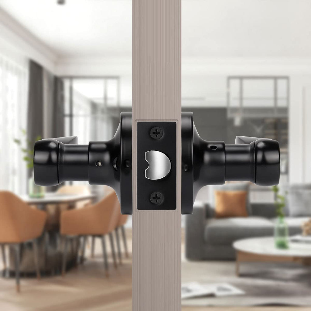 5 Pack Closet Door Handles Non-Locking Lever Set Door or Closet with a Matte Black Finish, Reversible for Right or