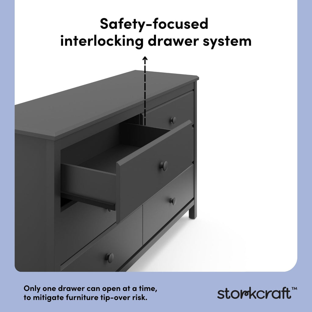 Alpine 6-Drawer Dresser, Gray