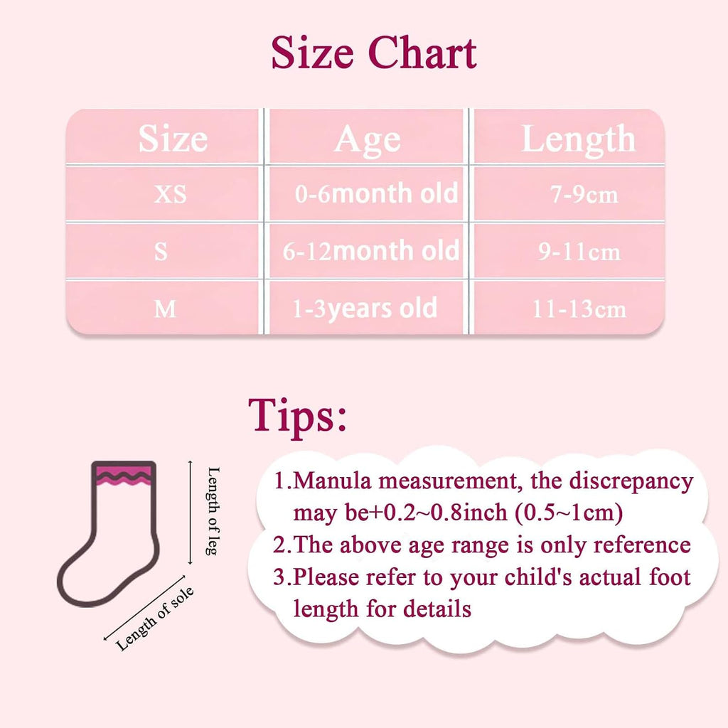 Baby Girl Ruffle Socks with Grips, Cotton Bowknot Lace Dress Socks