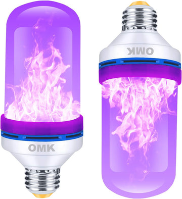 Purple LED Flame Light Bulbs - Flickering, Gravity Sensing, E26 Base, Holiday & Valentine Decoration