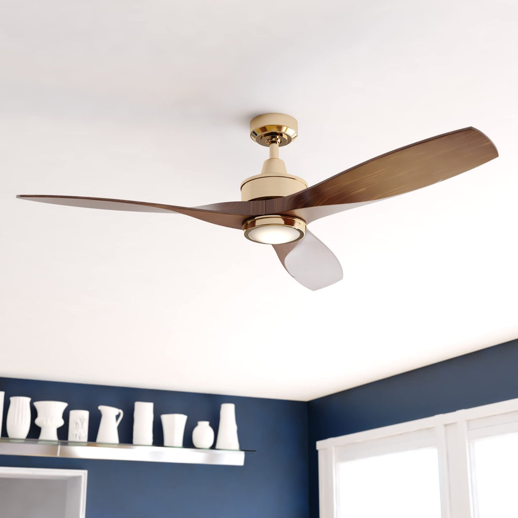 Curtiss 52 in. Satin Brass Mid-Century Modern Ceiling Fan
