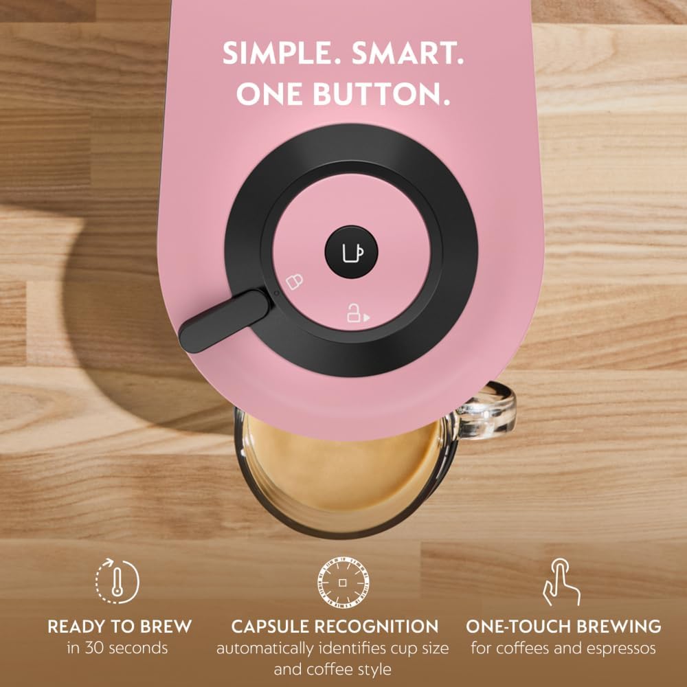 Vertuo Pop+ Coffee Machine with Milk Frother, Candy Pink | Coffee and espresso maker by with compact design.