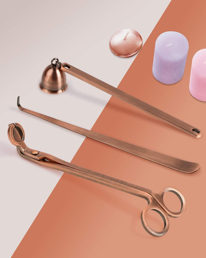 3 in 1 Candle Wick Trimmer Set, Snuffer, Dipper, Cutter, Copper