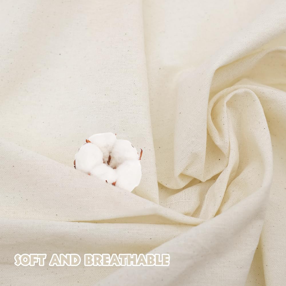 Cotton Fabric: 63 inch x 2 Yards Unbleached Muslin Linen Fabric for Sewing