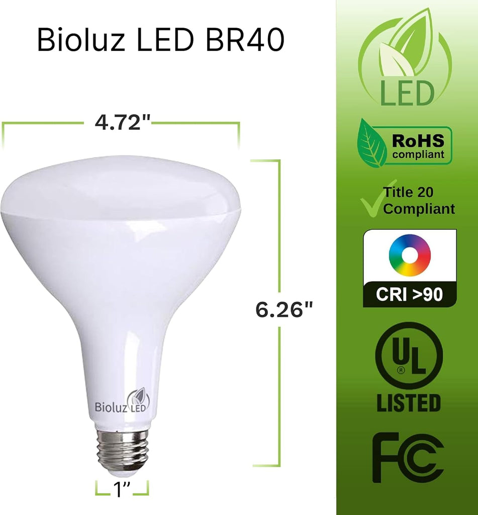 4 Pack Brightest BR40 LED Light Bulb - 90 CRI Instant ON Warm White 2700K Light Bulbs 16W 1400 Lumen Indoor & Outdoor