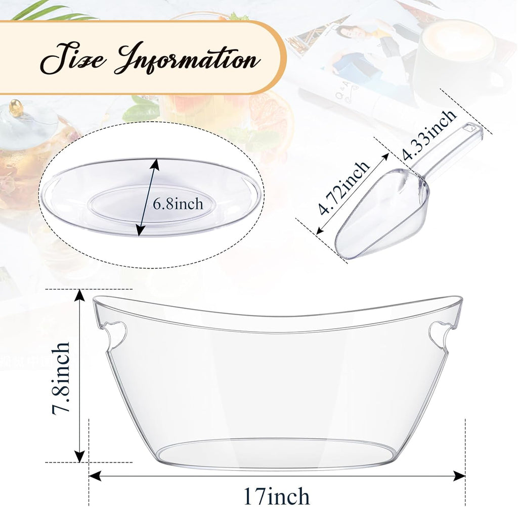 Ice Bucket for Parties 5.5L - Clear Acrylic Champagne Bucket with Scoop, Large Beverage Tub for Cocktail Bar, Wine