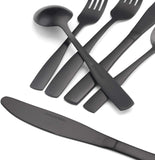 Matte Black Silverware Set, Satin Finish 40-Piece Stainless Steel Flatware set, Tableware Cutlery Set Service for 8