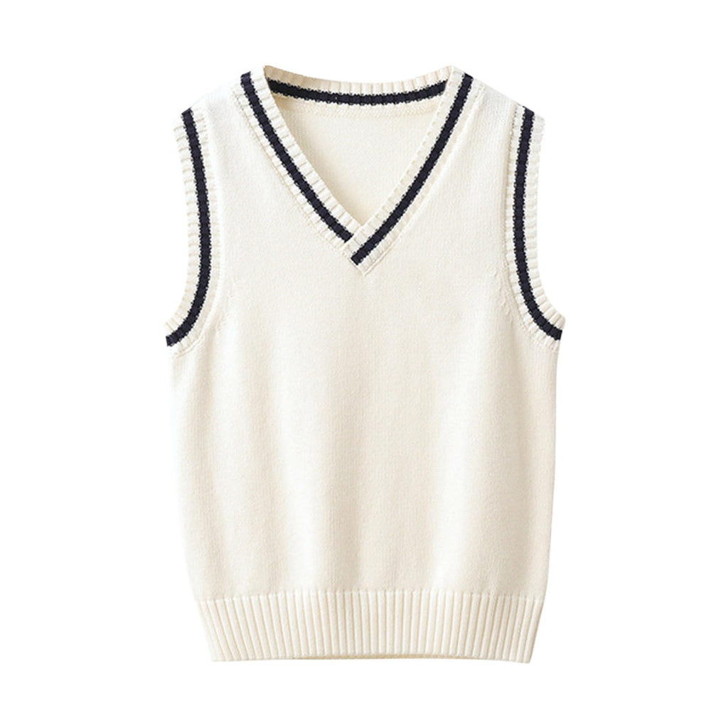 Sweater Vest Cable Knit V Neck Knitted Uniform Toddler Kids Girls Clothes Dress Vests White 3 to