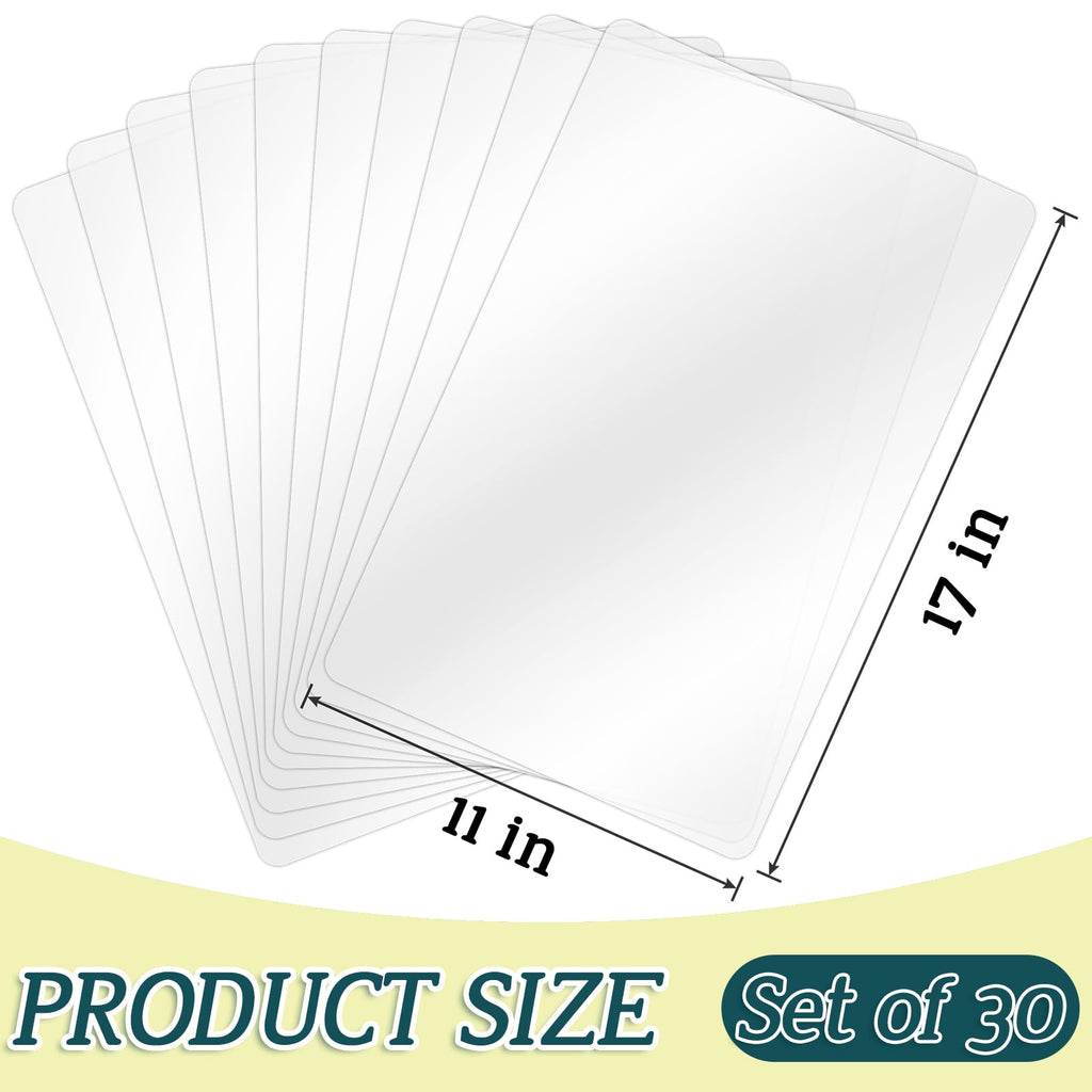 30 Pack Clear Plastic Placemats 17x11 Inch, Wipeable Table Mats Washable Plastic Place Mats for Dining Table