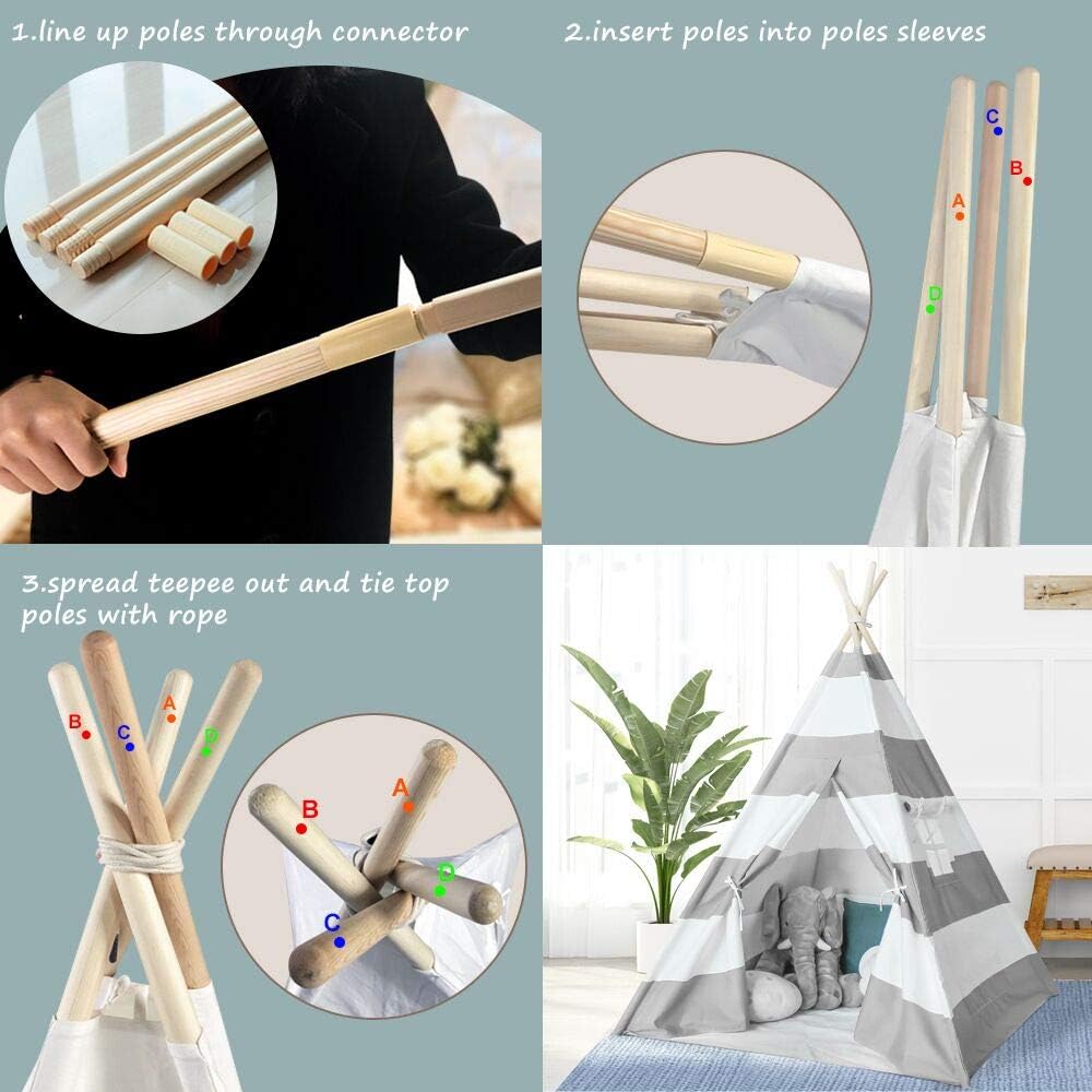 Teepee Tent for Kids Teepee Tent for Boys Indoor Outdoor Play House, Children Teepee Play Tent for Boys,Canvas Tipi