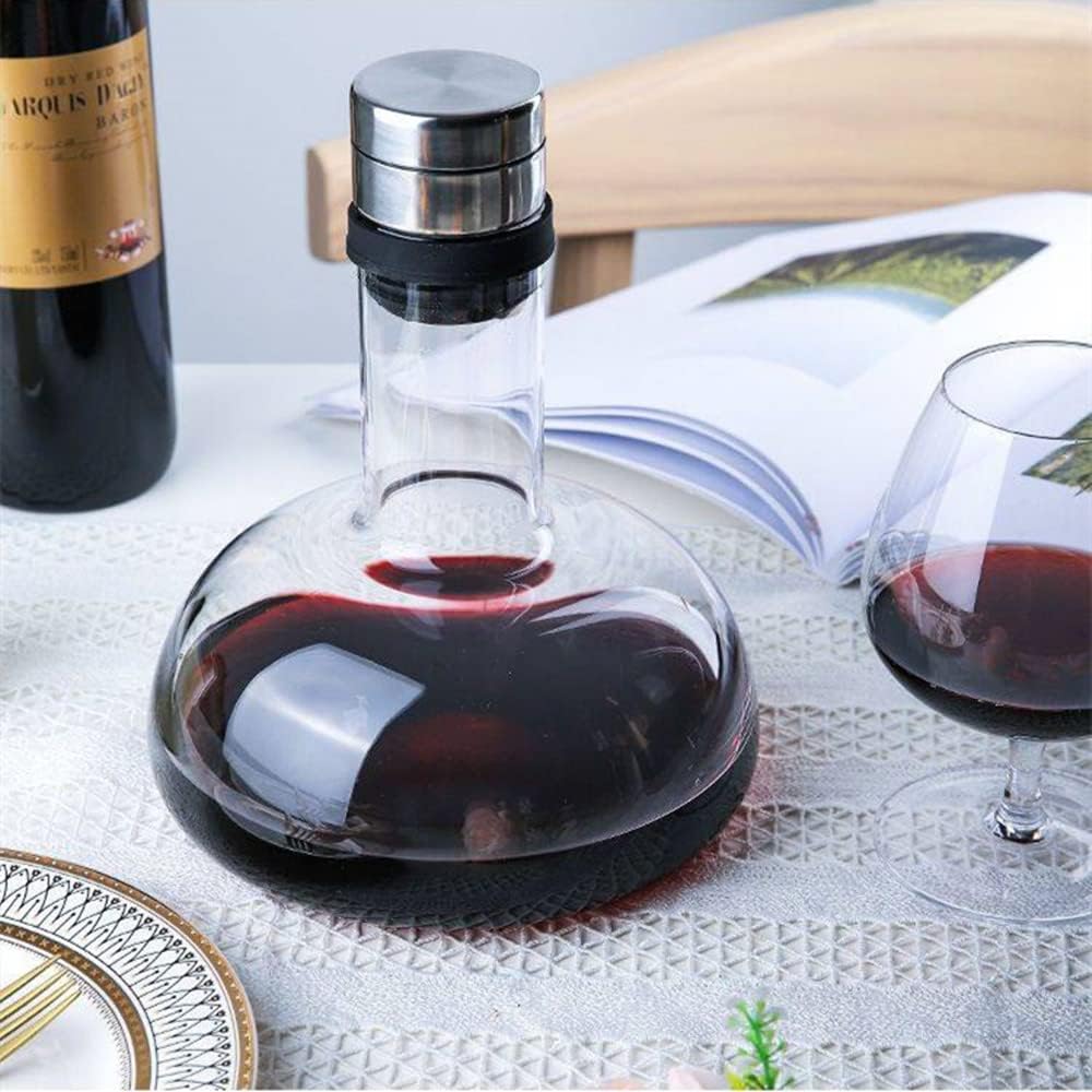 Circulation Wine decanter 50oz Wine Carafe with lid,100% Hand Blown Crystal Aerator decanter,Superior Red Wine