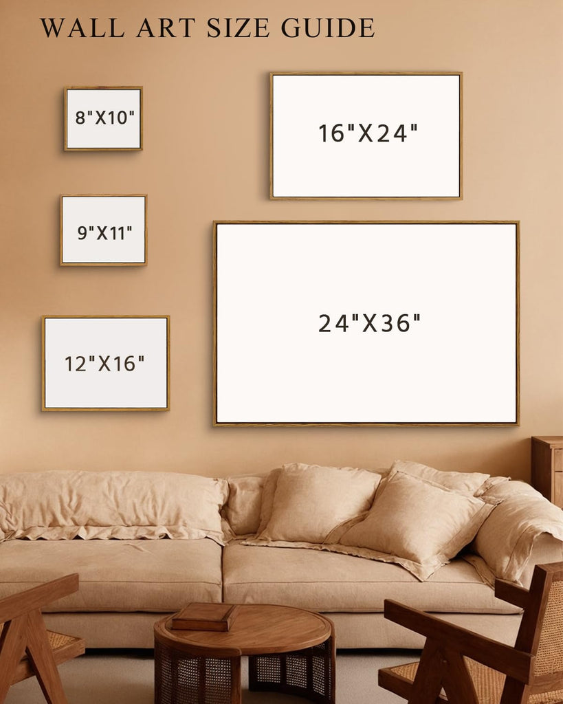 Large Vintage Framed Wall Art, Sky Cloud Canvas Painting, 24x36In