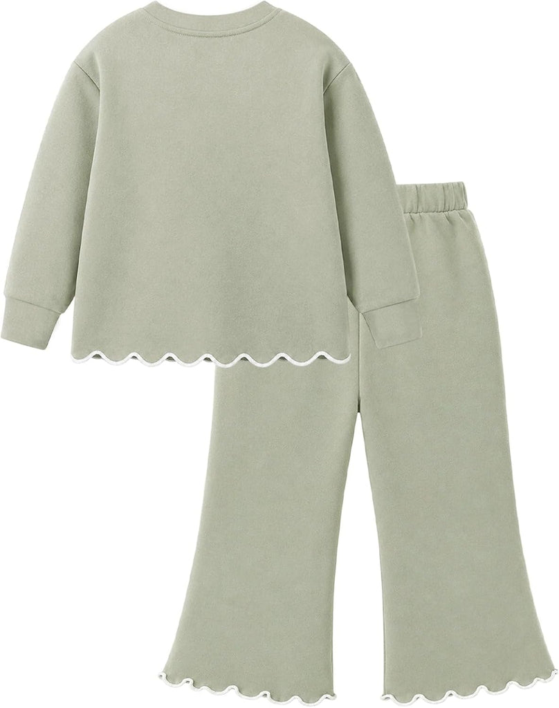 Girls Outfit Set 2 Piece Sweatshirt Top with Flare Pants