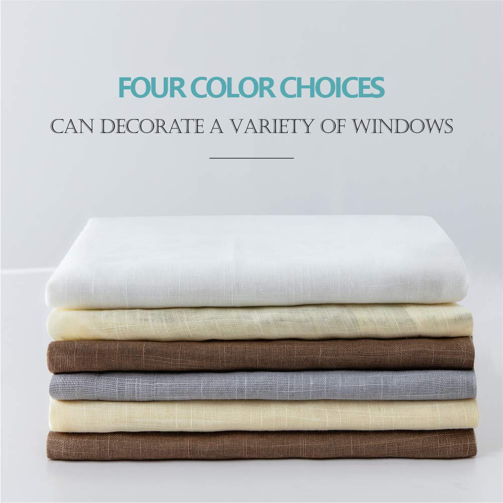 White Sheer Tier Curtains 36 inch Length Linen Curtain Sheers Transparent Half Window Curtains Kitchen Tiers Bathroom