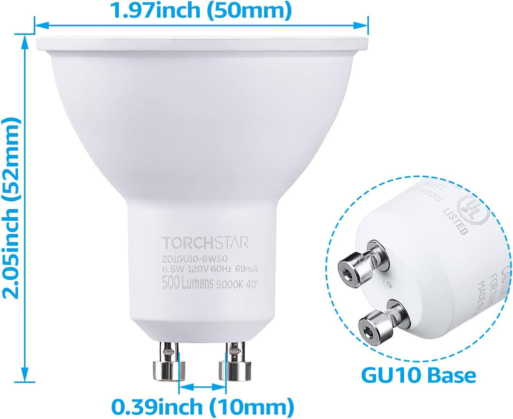 GU10 LED Bulbs Dimmable, 5000K, UL Listed