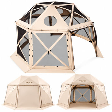 12x12ft Pop Up Gazebo Screen Tent, 13-Sided Dome for 8-10 People