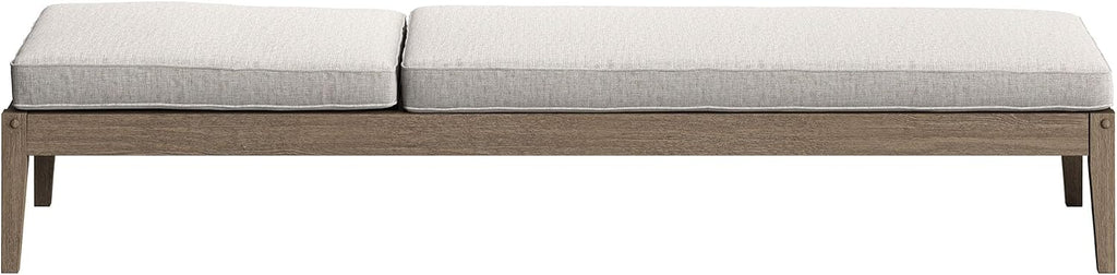 Teak Outdoor Chaise Lounge Chair in Weathered Gray Pebble - Adjustable Wood Poolside Recliner