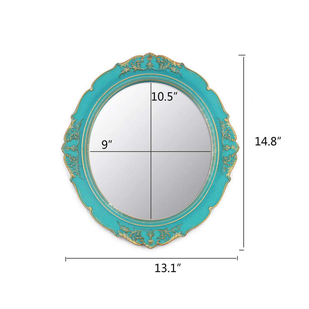 13.1 x 14.8 inchs Decorative Wall Mirror, Oval (Blue 2 Pcs)