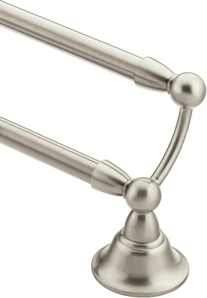 Sage Collection Spot Resist Brushed Nickel 24-Inch Double Bathroom Towel Bar, Wall Mounted Bath Hanger with Two Rods
