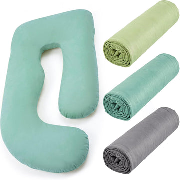 3 Pcs Pregnancy Pillow Cover U+J Shaped Full Body Pregnancy Pillow Case Cover, Soft Breathable Cotton Maternity, Fit